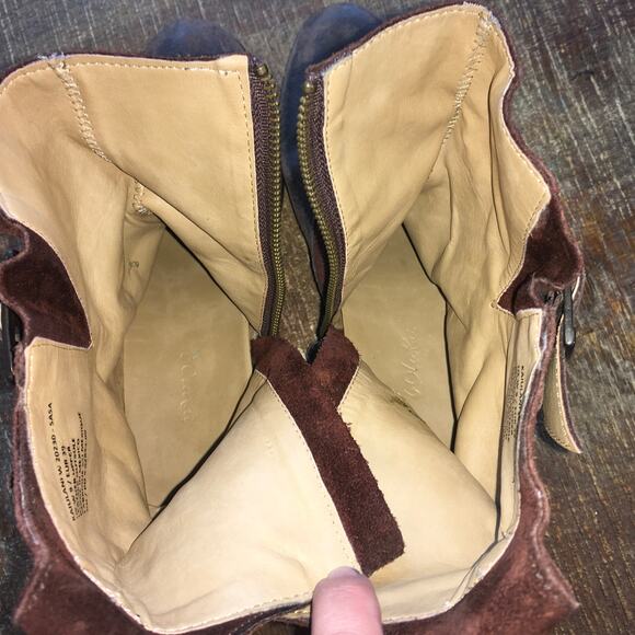 Olukai Kaiulani Boots Womens 9 Brown Suede Waxed Leather Boho Buckle Distressed - Picture 10 of 10